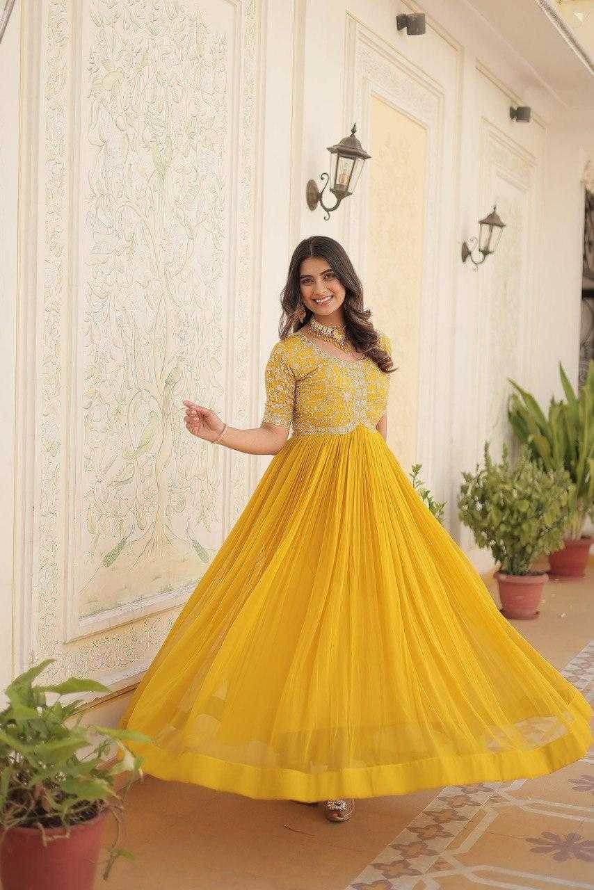 Faux Embroidery Long Gowns - MYLUXURY LANE ENTERPRISE